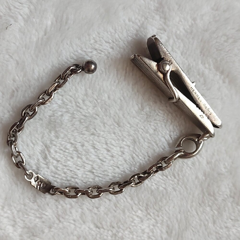 Hermès Paris Rare Vintage Clothes Pin/Peg Keychain Sterling Silver